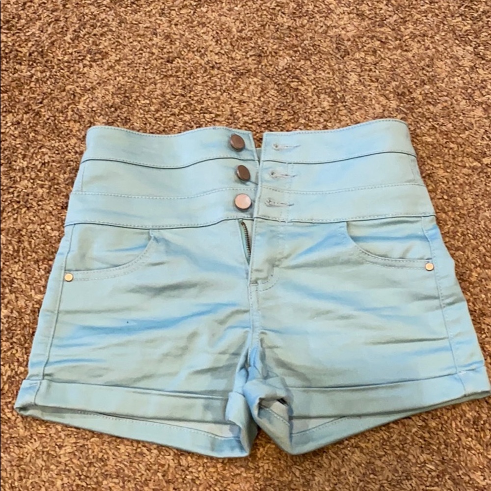 Teal jegging shorts